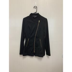 Noel Asmar Women's Jada Black Asymmetric Lightweight Zip Tunic Jacket XS